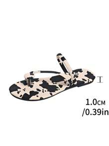 Infradito da donna con suola spessa e stampa mucca, sandali infradito con fibbia rotonda, casual, adatti per uscite estive, passeggiate, feste, versatili e alla moda