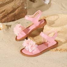 زوج واحد من الصنادل الكاجوال للبنات/الأطفال المزينة بالفراشات والزهور، مناسبة لفصلي الربيع والصيف