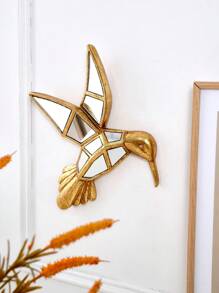 1 szt., 8,9*9,6/8,1*10,4 cala złota żywica żółw, wróbel, ważka, koliber, szarańcza dekoracyjna rzeźba ścienna, wiele dostępnych wzorów, kreatywny wystrój domu z lustrzaną ramą z żywicy, nadaje się do dekoracji domu, hotelu, restauracji i kreatywnych prezentów