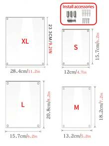 1 Set Acrylic Transparent Photo Frame, Acrylic Frame Hanging Wall For License, Poster, Photo Display, Floating Photo Frame Wall Mounted Display,Back To School,School Supplies - Multicolor - View 8