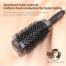 柔软尼龙梳子沙龙家用圆梳套装美容院吹风机黑色陶瓷铝管梳子，发梳，梳子，美发工具，美发产品和配件，适用于理发店美容返校季、旅行度假必备品，女士美发配件，梳子，发刷，边缘梳，解结梳，球形梳，迷你发梳 - 彩色 - 查看 7