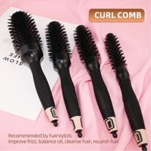 柔软尼龙梳子沙龙家用圆梳套装美容院吹风机黑色陶瓷铝管梳子，发梳，梳子，美发工具，美发产品和配件，适用于理发店美容返校季、旅行度假必备品，女士美发配件，梳子，发刷，边缘梳，解结梳，球形梳，迷你发梳 - 彩色 - 查看 4