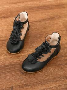 Black Flat Shoes For Girls, Children, Toddler, Spring, Little Girls Fashion Shoes - Black - View 2
