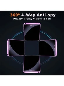 1pc Privacy 360° Screen Protector Full Coverage – 4-Way Privacy, Ultra-Strong Tempered Glass, 5X Stronger, InvisibleShield, Smudge-Free, Easy Install, Anti Scratch, Bubble Free, Case Friendly, Anti-Peeping Anti-Fingerprint Anti-Fall Tempered Glass, Compatible With 17 Pro Max/17 Pro/17 Air/17/16E/16 Pro Max/16 Pro/16 Plus/16/15 Pro Max/14 Pro Max/13/12/11/XS MAX/XR Plus Series