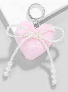 心形珍珠蝴蝶结钥匙扣 Y2k 蝴蝶结钥匙圈甜美包包汽车钥匙吊饰配饰女士女孩可爱心形钥匙扣，Y2K 珍珠蝴蝶结钥匙扣配饰，手袋美学包饰，汽车钥匙仿珍珠甜美蝴蝶结心形背包吊坠奢华吊坠钥匙扣情人节礼物新年礼物生日礼物时尚男女皆宜 - 彩色 - 查看 9