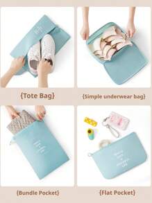 9pcs~1pc Travel Toiletry Bag Set, Portable Organizing Kit Includes Clothing Bag, Underwear Bag, Shoe Bag, Digital Product Storage Bag, Drawstring Pouch, Breathable Mesh Bag, Toiletry Bag, Cosmetic Storage Bag, Large Capacity Makeup Organizer Makeup Case, For Lipstick, Brush, Skincare, Mobile Phone, Coin, Small Items, For Home, Gift, Vacation And Festival Halloween Christmas Multifunctional Use