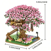 2000+片樱花屋/彩虹屋DIY创意积木微粒拼装玩具套装，室内家居装饰，桌面摆件，生日/万圣节/圣诞节礼物 - 彩色 - 查看 11