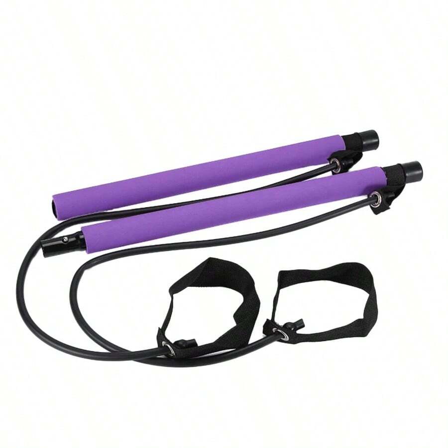 Multifunctional Pilates Bar Combination Fitness Bar Yoga Chest Expansion Tension Rope Back Trainer Elastic Rope Stretching Belt - Purple - View 1