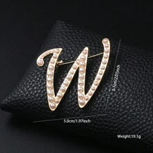 26pcs Pearl Letter Brooch Pins, Vintage Clothing Decorative Accessories, Anti-Slip Fastener Accessory