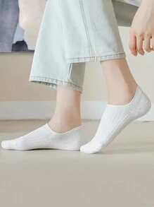 5 par damskich krótkich skarpetek, odporne na zapachy i wilgoć, jednokolorowe, niskie skarpetki, skarpetki typu "no show" na lato, białe