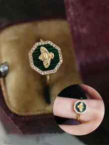 1-5克拉闪亮椭圆形订婚戒指，925纯银女士承诺戒指，永恒戒指，精致珠宝礼品 - 金色 - 查看 2