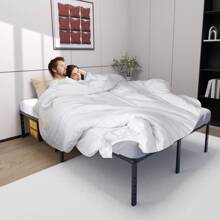 VA-Estructura de cama de metal cerúleo de 41,5 cm de altura con espacio de almacenamiento debajo de la cama - estructura de cama de metal con plataforma para adolescentes y adultos - negro