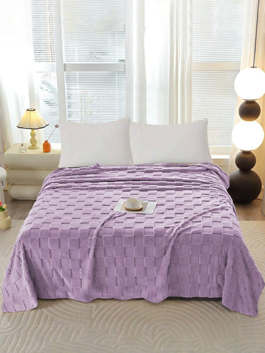 Queen Size Fleece Blanket For Bed - Soft Cozy Fleece Tufted Blanket, Thick Warm Fleece Blanket For Winter, Suitable For Christmas And New Year Gifts (200x220cm) - 紫色的 - 查看 1
