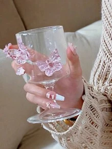 1 件装高硼硅玻璃卡通单层高脚香槟杯，优雅设计适合女士和女士