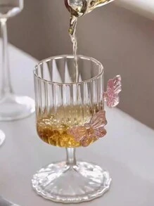 1 件装高硼硅玻璃卡通单层高脚香槟杯，优雅设计适合女士和女士