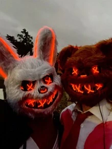 1 件毛绒发光兔子酷帅礼服面具适合各种节日派对舞蹈道具