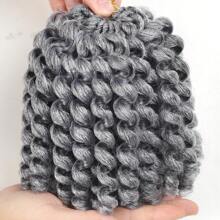 DWNSEN 3Packs 2X Ringlet Wand Curl 8Inch Jamaican Bounce Crochet Hair Synthetic Crochet Braids Hair Extensions Crochet Braiding Hair 24 Roots (8Inch (Pack Of 3) - Xám - Xem 2