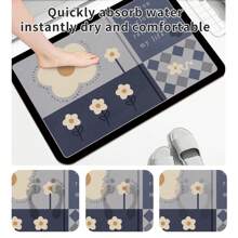Floral Bathroom Absorbent Rug, Water Absorbent Mat, Quick Dry Non-Slip Doorway Mat, Foot Pad, Bathroom Kitchen Carpet, Outdoor Mat, Home Mat Entryway Decor Bathroom Kitchen Decor