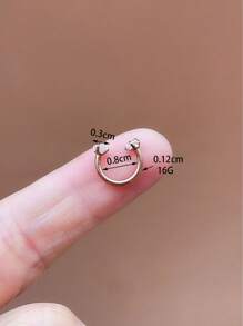 1件装防水不锈钢锆石耳钉、耳骨钉、耳环、鼻环、女士身体饰品 - 8mm - 查看 22