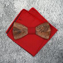 Wooden Bowknot Gravata 3D Paisley Design With Handkerchief And Cufflinks ,Wedding Groom Gift Butterfly For Men's Suit Shirt Necktie Jewerly Accessory