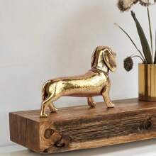 1pc Golden Dachshund Dog Statue, 3D Metal Dog Statue, Home Kitchen Decoration, Party Favors, No Power Required, Brass, Collectible Craft, Table Decoration Birthday Gifts Graduation