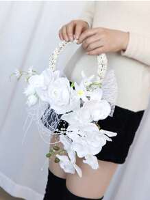 Artificial Flower Hand Garland,  Phalaenopsis Holding Flowers In Hand Party Decoration Home Decoration Floral Garland Romantic Fake Phalaenopsis Flowers For Wedding Party Ceremony Decor