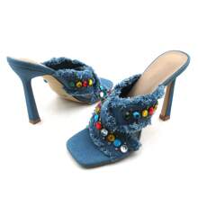 Women's Embellished Denim Mule With Jewels - Quần bò - Xem 4