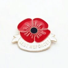 4pcs Remembrance Day Red POPPY Flower Enamelled Lapel BADGE Lest We Forget - Multicolor - View 6