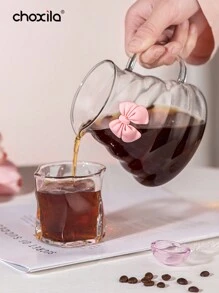 choxila 1pc Pink Bowknot Pour Over Coffee Pot Without Lid, High Borosilicate Glass Coffee Server, Cloud Shaped Clear Coffee Carafe, For Home, Office, Outing Back To School