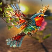 Grazioso suncatcher a forma di pettirosso - decorazione colorata da appendere alla finestra, perfetto per la decorazione di casa e giardino, regalo ideale per uomini, donne, anniversari familiari, compleanni, inaugurazioni di casa