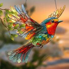 Grazioso suncatcher a forma di pettirosso - decorazione colorata da appendere alla finestra, perfetto per la decorazione di casa e giardino, regalo ideale per uomini, donne, anniversari familiari, compleanni, inaugurazioni di casa