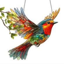 Grazioso suncatcher a forma di pettirosso - decorazione colorata da appendere alla finestra, perfetto per la decorazione di casa e giardino, regalo ideale per uomini, donne, anniversari familiari, compleanni, inaugurazioni di casa