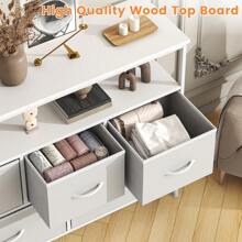 Dresser With 5 Drawers TV Stand, Chest Of Drawers Bedroom, Console Table With Open Shelve For TV, Storage Drawer Unit With Metal Frame And Wooden MDF Top For Bedroom Living Room
