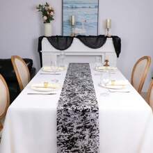 1 Stück Tischläufer Metall Uhr Läufer, goldfarbenes funkelndes Netz Tisch-Mittelteil, Hochzeit Party Braut Dusche Festbankett Dekoration - Verschiedenfarbig - Übersicht 16