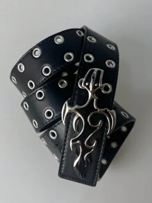 1pc Casual, Retro, Sexy Street Style, Light Business Cross Leather PU (Polyurethane) Metal Eyelets Belt, Cross Buckle Detachable Double-Sided Unisex Belt, Spring/Summer New, Suitable For All Seasons, Valentine's Day Gift