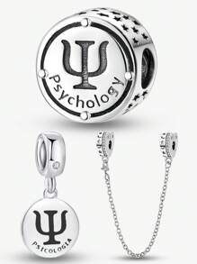 1 pieza Colgante con dije de corazón y luna plateado, adecuado para hacer pulseras DIY, joyería para mujer - Plateado - Ver 2