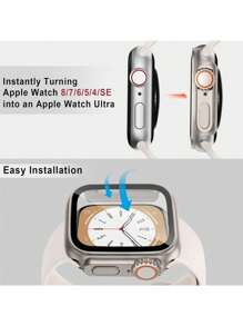 Huastonband 1pc Rose Pink Watch Protective Case, Ultra Watch Appearance PC Hard Material With Screen Protector, Anti-Collision Anti-Scratch Anti-Dust Watch Protective Case Compatible With Ultra 3 2 1 SE S10 S9/S8/S7/S6/S5/S4/S3/S2/S1 Series, Men's And Women's Accessories, Essential For Summer Beach Activities And Parties, Mother's Day Gift, Teacher's Day Gift, Graduation Classmate Gift. - Starlight - View 6