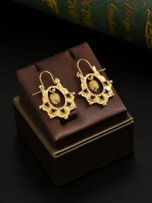 时尚新娘耳环，奢华刺猬形金吊坠耳环