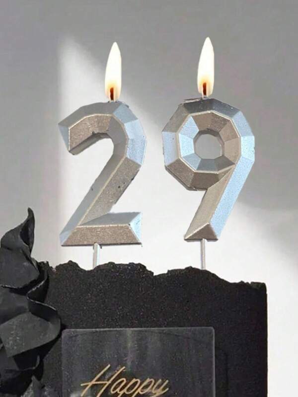 Velas decorativas con números de diamantes plateados del 0 al 9 para decorar pasteles de cumpleaños y aniversario