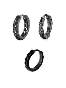 3 chiếc bông tai kết hợp độc đáo tối giản thời trang dành cho nam, có thể kết hợp thoải mái với trang phục hàng ngày như một món quà trang sức - Nhiều màu - Xem 17