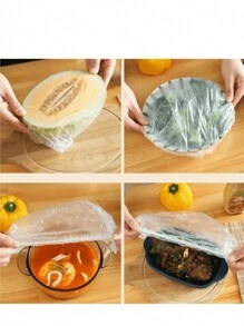 100 Pieces Pack SEALED PLASTIC FOOD WRAP Keep Fresh Lid, Kitchen Bowl Lid, Disposable PE Wrap - 1PCS - View 6