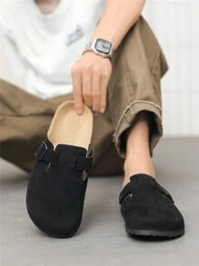 宽松大码拖鞋 - 舒适内衬，加厚防滑鞋底，女士软木底穆勒拖鞋，保暖时尚女士绒面革穆勒鞋，男士木屐配软木鞋垫，足弓支撑，户外沙滩拖鞋，室内拖鞋 - 黑色 - 查看 6
