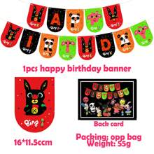 1 set di decorazioni per feste di compleanno a tema coniglietto nero "Bing Bing Happy Birthday", perfetto per feste di compleanno di bambini, feste a tema, riunioni familiari, feste di Capodanno