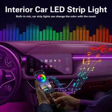 Interior Car LED Strip Lights With Wireless APP, RGB 5 In 1 Ambient Lighting Kits With 6M Fiber Optic, 16 Million Colors Car Neon Lights, Sync To Music Light Car - 彩色 - 查看 6