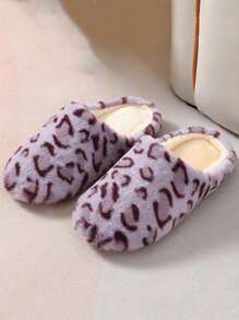 Dép đi trong nhà đế mềm họa tiết da báo lông thỏ thoải mái, êm ái, thích hợp cho sàn gỗ và sàn có sưởi, dép đi trong nhà ấm áp theo phong cách Nhật Bản - Màu tím - Xem 9