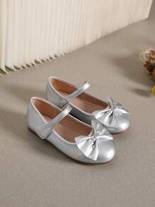 Girls' Gold Color Casual Princess Shoes, Comfortable Children's Footwear For Spring & Autumn - Silver - View 3