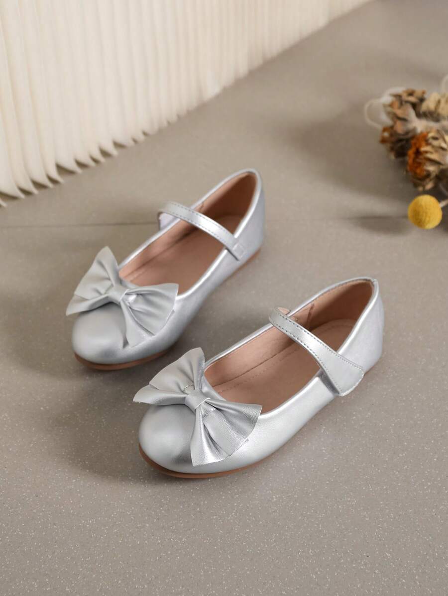 Girls' Gold Color Casual Princess Shoes, Comfortable Children's Footwear For Spring & Autumn