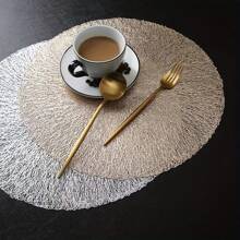 4/6pcs Western-Style Round Placemats - Heat-Resistant, Non-Slip, Waterproof, And Easy-To-Clean Table Mats For Home And Hotel Decor - Simple, Hollow, Bronzing Design For Coffee Tables And Dining Tables - Multicolor - View 11