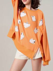 Halloween Ghost Jumper - Orange - View 10