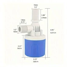 1-Piece Water Level Control Valve With Float, BSP/NPT Thread, Nylon Body, Integrated Filter, Non-Electric - Blue and White - View 7